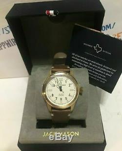 JACK MASON Men's 42mm Aviation White Dial Brown Leather Watch JM-A101-306 New