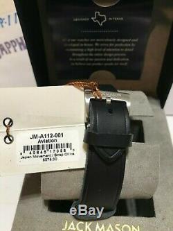JACK MASON Men's 42mm Chrono Aviation Dark Blue Leather Watch JM-A112-001 New