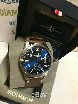 JACK MASON Men's 45mm Chronograph Aviation A3 Leather Watch JM-A301-001 New