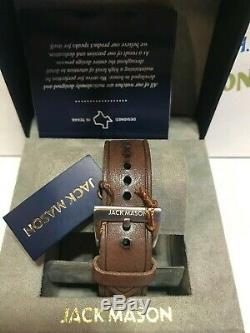 JACK MASON Men's 45mm Chronograph Aviation A3 Leather Watch JM-A301-001 New