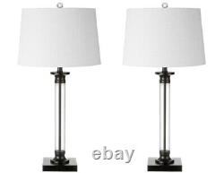 JONATHAN Y 30 Traditional Glass and Metal LED Table Lamp Black/Clear (Set of 2)