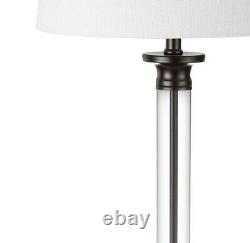 JONATHAN Y 30 Traditional Glass and Metal LED Table Lamp Black/Clear (Set of 2)