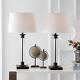 Jonathan Y Table Lamp 30-in Mason Glass Metal Cotton Shade Black Clear (2-set)