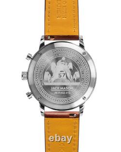 Jack Mason $295 Gold Stnlss Stl Racing Chronograph Black Leather Strap Watch