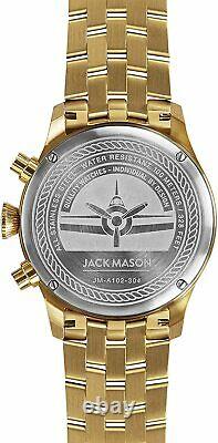 Jack Mason $375 Aviation Gold/black Dial Stnlss Steel Chrono Watch Jm-a102-304