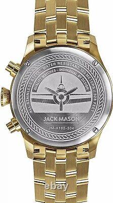 Jack Mason Aviation Gold/black Dial Stainless Steel Chrono Watch Jm-a102-304