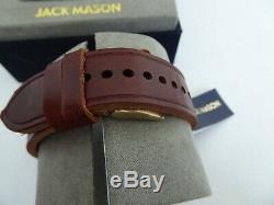 Jack Mason Aviation JM-A101-206 Matte Gold Tone 42 mm Case w Brown Leather Strap