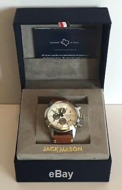 Jack Mason Aviation Watch A102-201 Brown Leather Strap White Face Silver Tone