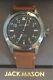 Jack Mason Aviation Watch Jm-a101-204 Brown Leather Strap Silver Tone Accents