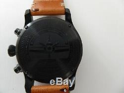 Jack Mason Aviator Chronograph Black 42 mm w Tan Leather Strap RP $275