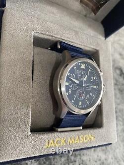 Jack Mason Aviator Chronograph Quartz Watch JM-A102-018 Blue Dial New Battery