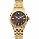 Jack Mason Chocolate Dial Date Gold-tone St. Steel Ladies Watch Jm-a201-008 New