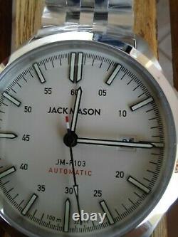 Jack Mason Field Automatic F103-007 Cream Dial 42mm w SS Bracelet + Green Canvas
