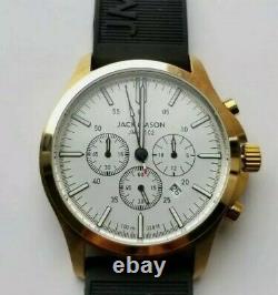 Jack Mason Field Watch With 42mm Silver Tone Chronograph Face & Golden Bezel