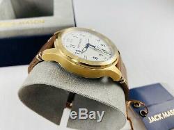 Jack Mason JM-A101-307 Aviation White Dial Saddle Brown Leather 3 Hand Watch NWT