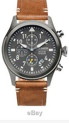 Jack Mason Men's Watch Aviator Chronograph Grey Dial Brown Strap JM-A102-203