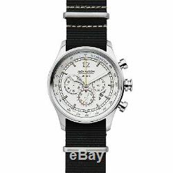 Jack Mason Nautical Chronograph Stainless Steel White Dial Black Strap Watch