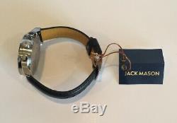 Jack Mason Nautical Watch JM-N102-325 Black Leather Strap Stainless Steel