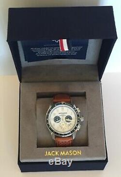 Jack Mason Racing Watch R102-224 Perforated Brown Leather Strap Tachymeter