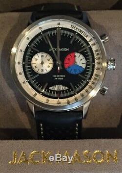 Jack Mason Racing Watch R402-003 Chrono Perforated Black Leather Strap Stainless