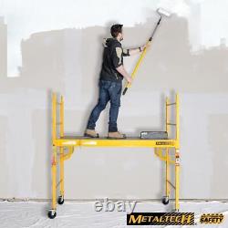 Jobsite 6 ft x 6.25 ft x 2.5 ft Metal Baker Style Rolling Scaffold Platform, New