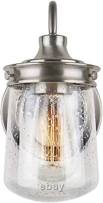 Kira Home Mason 10 Industrial Wall Sconce, Seeded Glass Shade + Brushed Nickel