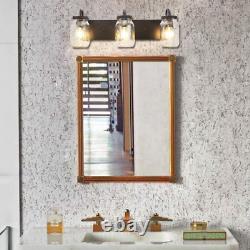 LMSOD Vanity Glass Wall Lights, Mason Jar Black Wall Sconce for Bathroom Farmhous