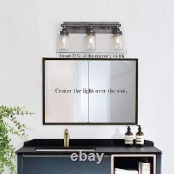 LNC 24'' Large Bathroom Light Fixtures, Industrial 3 Mason Jar Vanity Light w