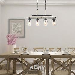 LNC Mason Jar Pendant Light, 4-Light Farmhouse Chandelier for Kitchen, Dining Room