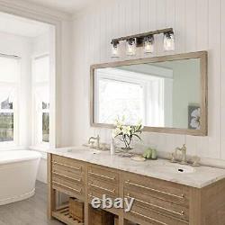 LOG BARN Rustic Bathroom Vanity Light with Mason Jar Glass, Farmhouse 4-Light