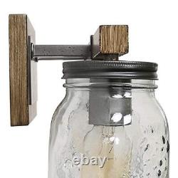 LOG BARN Rustic Bathroom Vanity Light with Mason Jar Glass, Farmhouse 4-Light
