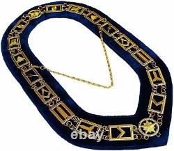 MASONIC BLUE LODGE Officer Gold Chain Collars with Jewels pack of 12