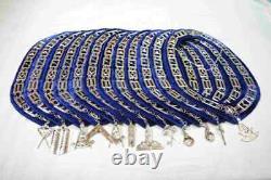 MASONIC BLUE LODGE Officer silver Chain Collars with Jewels pack of 12