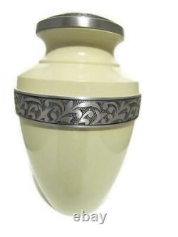 MASONIC MASON epoxy logo BEIGE 200 cu in adult cremation urn silver floral band