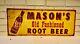 Masons Old Fashioned Root Beer Soda Pop Porcelain Metal Sign 12x30 1950s Vtg