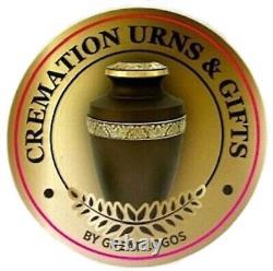 MASON MASONIC logo BEIGE 200 cu in adult cremation urn silver floral band