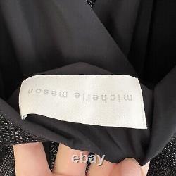 MICHELLE MASON Crystal Rhinestone Strap Black Backless Wrap Mini Slip Dress Sz S