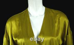 MICHELLE MASON Honey Gold Satin Silk Long Sleeve V-Neck Bodysuit 2