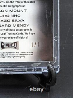 MOUNT/JORGIHO/SILVA/MENDY 2022 Leaf Metal Gold Crystal Quad Auto 1/1 Encased