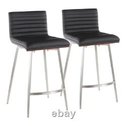 Mason 26 In. Black Faux Leather Counter Stool (Set of 2)