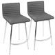 Mason 26 In. Grey Faux Leather Swivel Counter Stool (set Of 2)