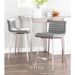 Mason 26 In. Grey Faux Leather Swivel Counter Stool (Set Of 2)