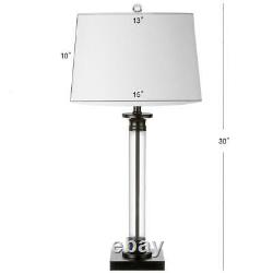 Mason 30 in. Black/Clear Glass and Metal Table Lamp (Set of 2) by JONATHAN Y