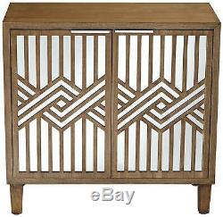 Mason 33 3/4 Wide Oak Wood and Mirrored 2-Door Cabinet