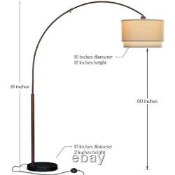 Mason Bronze Arc LED Floor Lamp with Drum Shade 81 In