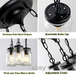 Mason Jar Ceiling Light Fixtures, 3-Light Farmhouse Glass Ceiling Hanging Lights