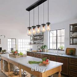 Mason Jar Ceiling Light Fixtures, 5-Light Farmhouse Glass Ceiling Hanging Lights
