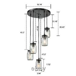 Mason Jar Chandelier Pendant Light Adjustable Kitchen Island Ceiling Light