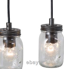 Mason Jar Farmhouse Chandelier 5-Light 25.5 Rustic Island Lighting Clear Glass
