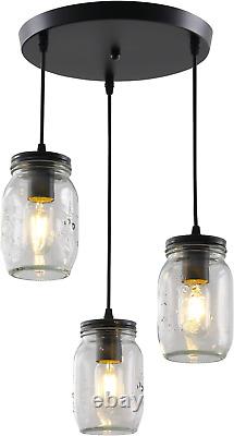 Mason Jar Light Fixtures, 3 Lights Farmhouse Mason Jar Pendant Light, Glass Jar